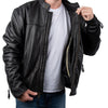 Milwaukee Motorcycle Clothing Company MV5020 Men's Black Motorcycle Leather Jacket with Scotter Collar with Utility Pockets