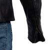 Milwaukee Leather men's black motorcycle leather jacket with scooter collar, featuring cuff details and classic motorcycle style.