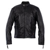 Milwaukee Leather MV5020 men's black motorcycle leather jacket with scooter collar, front view, stylish and durable men's motorcycle jacket.