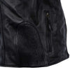 Milwaukee Leather men's black motorcycle leather jacket with scooter collar, side view showcasing durable design and stylish fit.