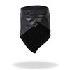 Black Hot Leathers NWL1002 neck warmer with fleece lining, designed for face, neck, and safety protection, shown in image.
