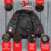 Nexgen Heat MPM1713SET Men's “Fiery’’ Heated Hoodie - Grey Zipper Front Sweatshirt Jacket for Winter w/Battery Pack