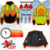 Nexgen Heat MPM1773SET Men's Heated High Visibility Work Hoodie, Neon Green Hi Vis Reflective Hoodie w/ Battery