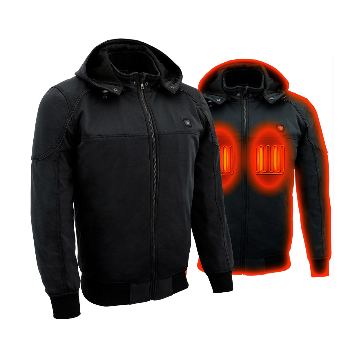 Nexgen Heat MPM1761SET Men’s Black 'Heated' Soft Shell Racing Style  Motorcycle Heated Jacket for Riding w/ Battery