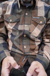 Men's Hot Leathers Sidewinder flannel long sleeve shirt in black and red with button-up front and chest pockets.