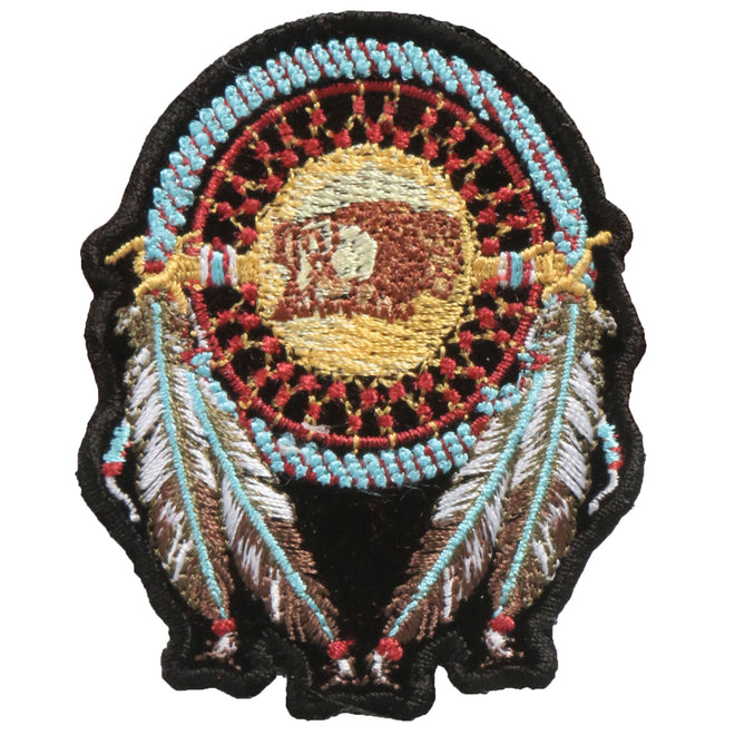 Hot Leathers Dream Catcher patch, 2-inch embroidered patch with Native American-inspired design, perfect for jackets or bags.