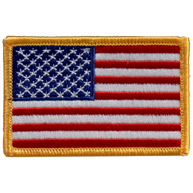 Hot Leathers American flag patch, 3x2 inches, featuring vibrant stars and stripes, ideal for jackets or backpacks.