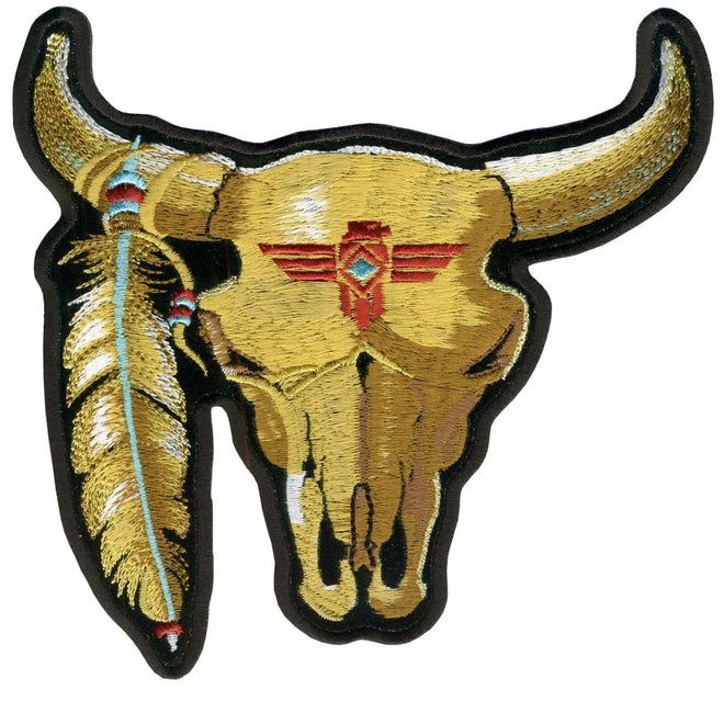 Hot Leathers Cattle Skull patch, 3x3 inches, featuring detailed cattle skull design, for motorcycle or biker gear.