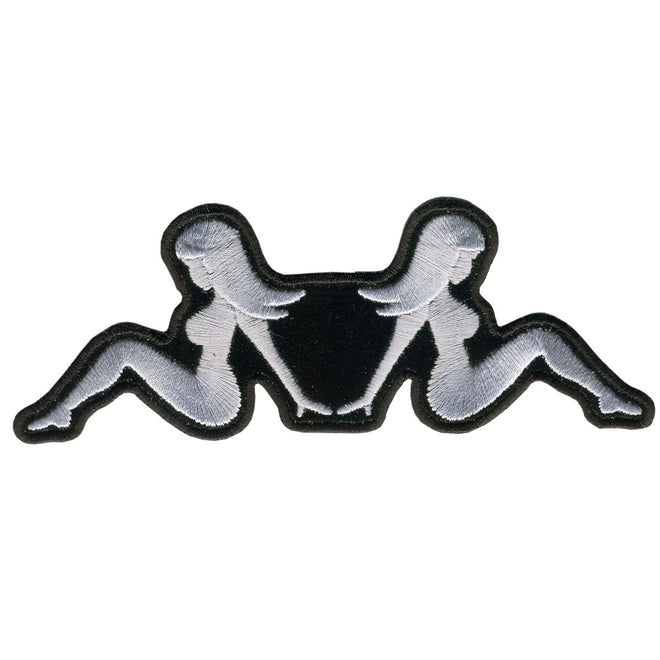 Hot Leathers Mudflap Chicks patch, 5x2 inches, featuring colorful chick design on a fabric patch for motorcycle or vehicle decoration.