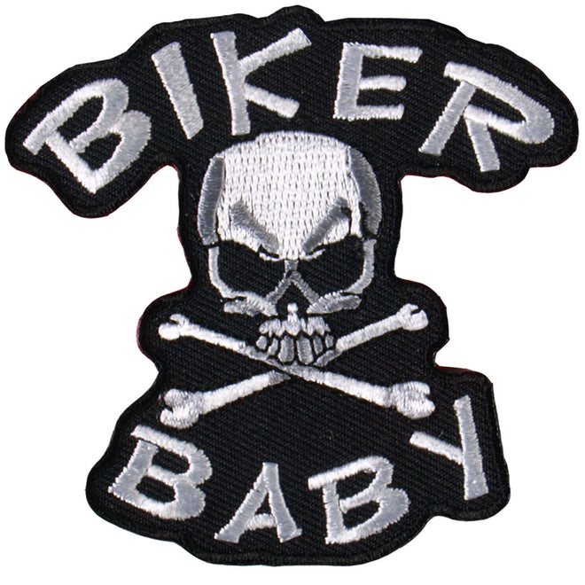 Hot Leathers Biker Baby Skull n' Bone patch, 3x3 inches, featuring skull and bone design on black fabric.