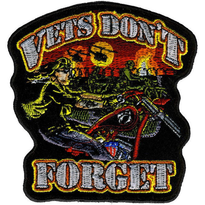 Hot Leathers PPA2760 "Vets Don't Forget" 4-inch patch with patriotic design, ideal for jackets or vests.