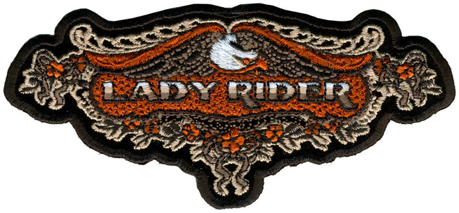 Hot Leathers Lace Eagle Lady Rider Patch, 5x2 inches, featuring a detailed eagle design for motorcycle gear and apparel.
