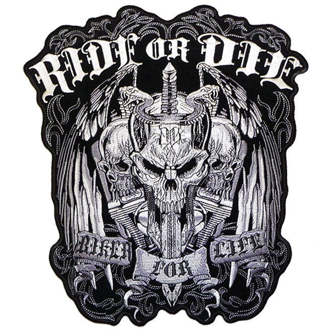 Hot Leathers Ride or Die Biker for Life patch, 5x5 inches, featuring bold design and stitching, for motorcycle jackets and gear.