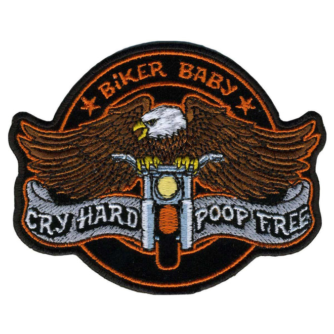 Hot Leathers Cry Hard patch, 4x3 inches, featuring bold embroidered design on durable fabric, perfect for jackets or gear.