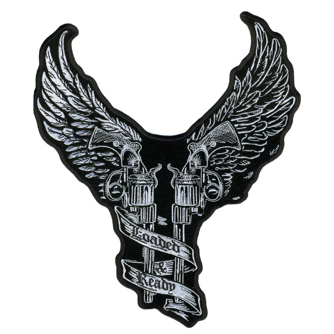 Hot Leathers Young Guns patch, 9x10 inches, featuring bold design, perfect for motorcycle or leather gear customization.