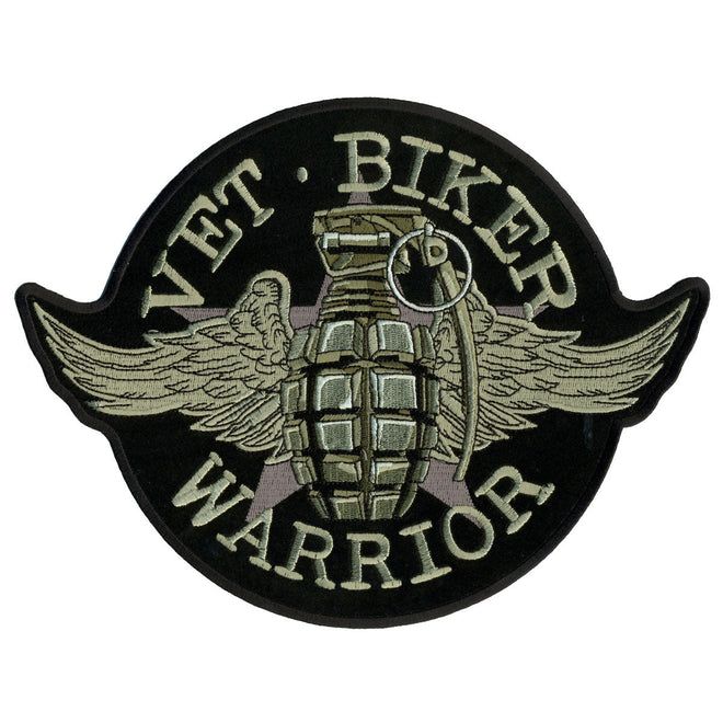 Hot Leathers Grenade patch, 4x3 inches, featuring bold military-style design, perfect for customizing jackets or apparel.