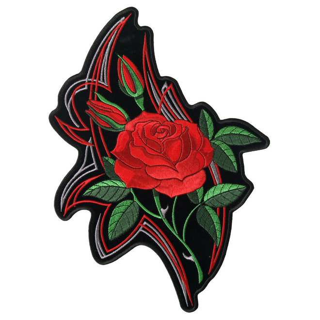 Hot Leathers Mirror Rose patch, 4x5 inch embroidered patch with a reflective rose design for motorcycle jackets or gear.