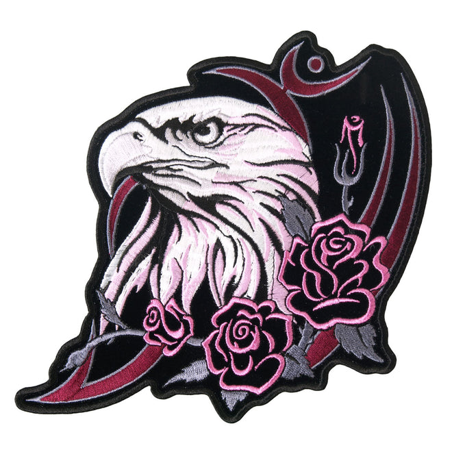 Hot Leathers Glitter Eagle Head patch, 4x5 inches, featuring a shiny, detailed eagle design on a patch for clothing or accessories.