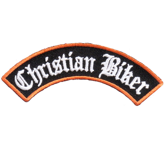Hot Leathers Christian Biker Rocker patch, 4x1 inch embroidered patch with biker-themed design for jackets and gear.