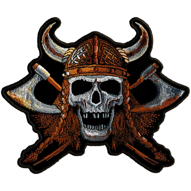 Hot Leathers Viking Skull patch, 6x5 inches, featuring a detailed skull design on a durable fabric patch.