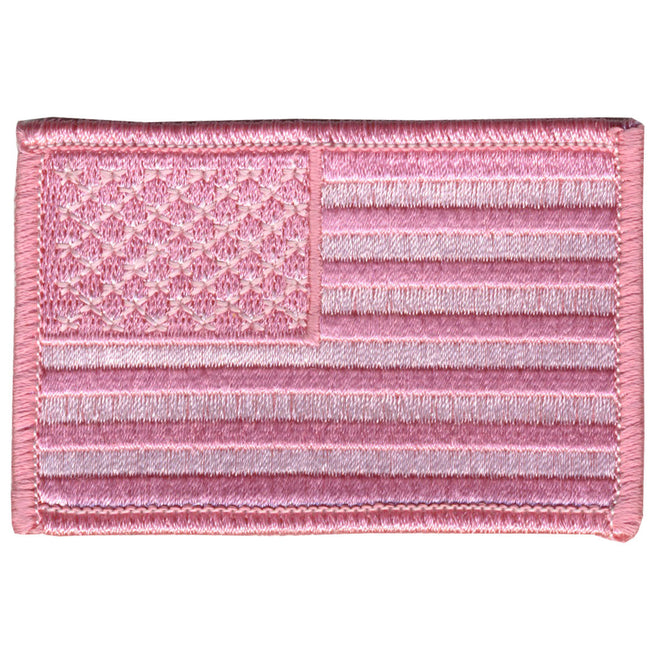 Pink American flag patch from Hot Leathers, 3x2 inches, featuring vibrant pink and traditional flag design for motorcycle gear.