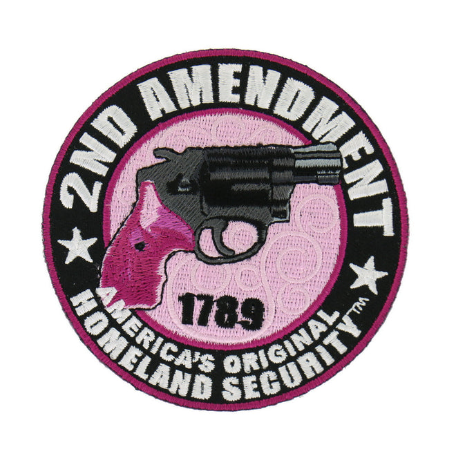 Hot Leathers Ladies 2nd Amendment patch featuring America's Homeland Security design, 3.5x3.5 inches, with patriotic details.
