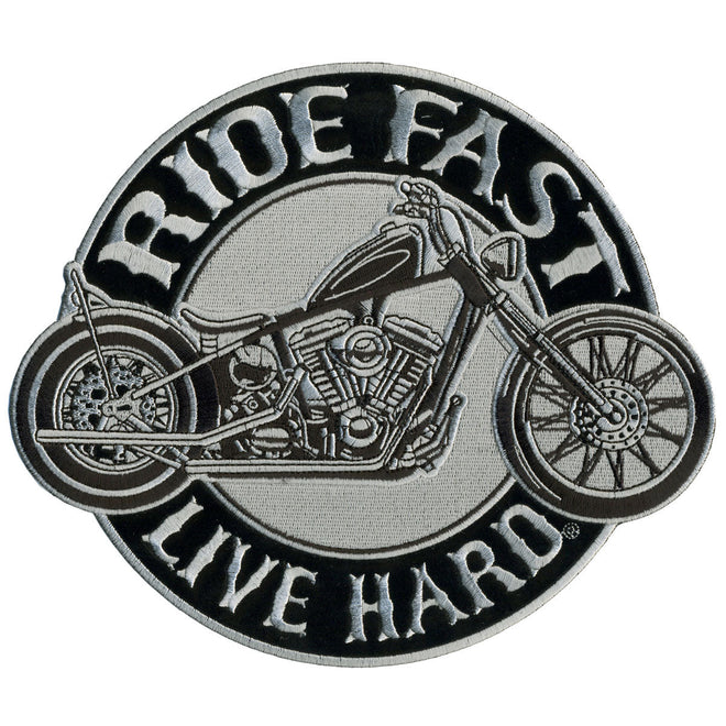 Hot Leathers Circle Bike patch, 9x8 inches, featuring bold graphic design, ideal for motorcycle jackets and gear.