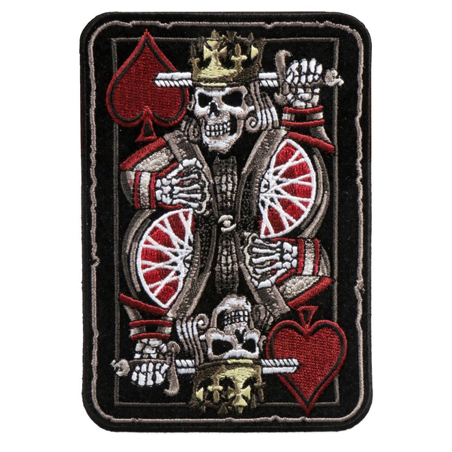 Hot Leathers Suicide King patch, 3.5 x 4 inches, featuring a detailed playing card design on fabric patch.