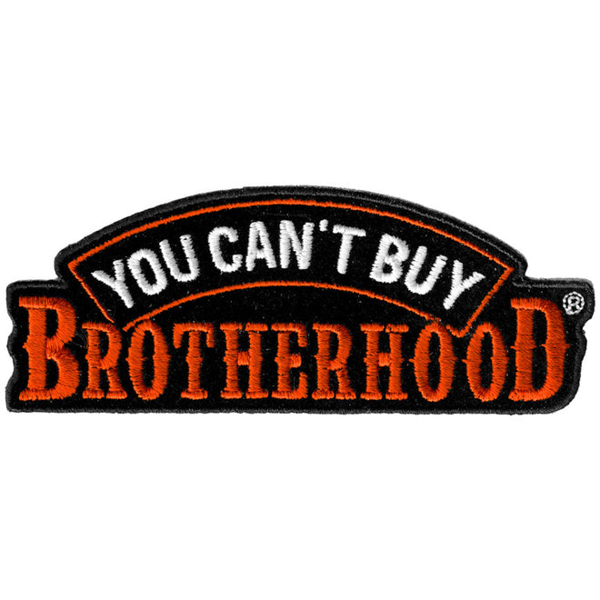 Hot Leathers Brotherhood patch, 12 x 5 inches, with bold embroidered design, perfect for jackets and apparel.