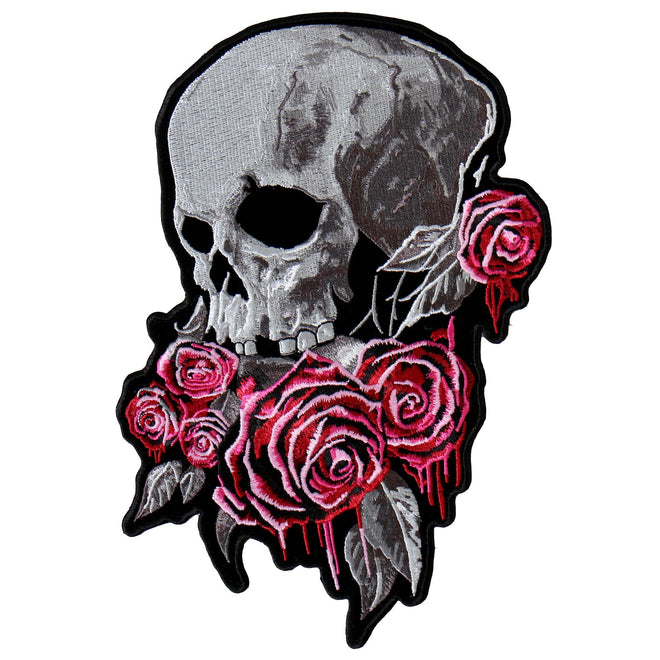 Hot Leathers Bleeding Roses patch featuring red roses and dripping design, ideal for customizing jackets or bags.