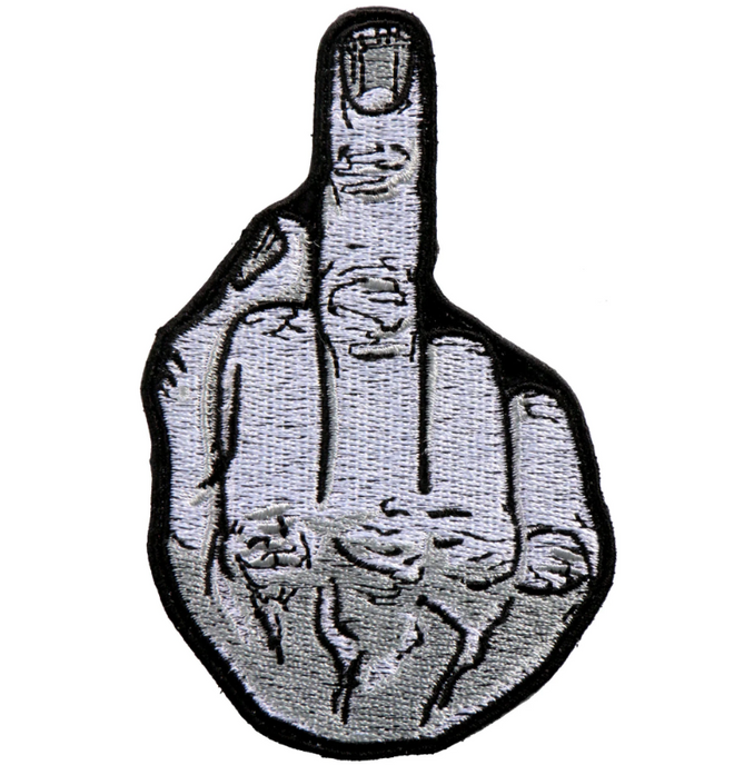 Hot Leathers PATCH MIDDLE FINGER 4-inch patch with bold design on fabric, featuring the iconic middle finger graphic.