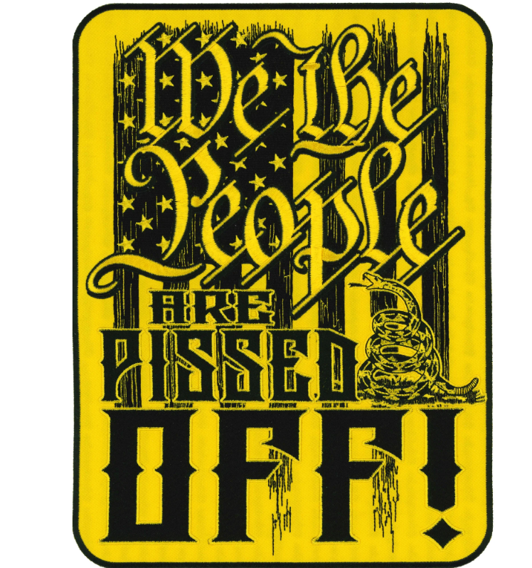Hot Leathers Pissed patches, 11-inch embroidered patches featuring bold design, for jackets or accessories.