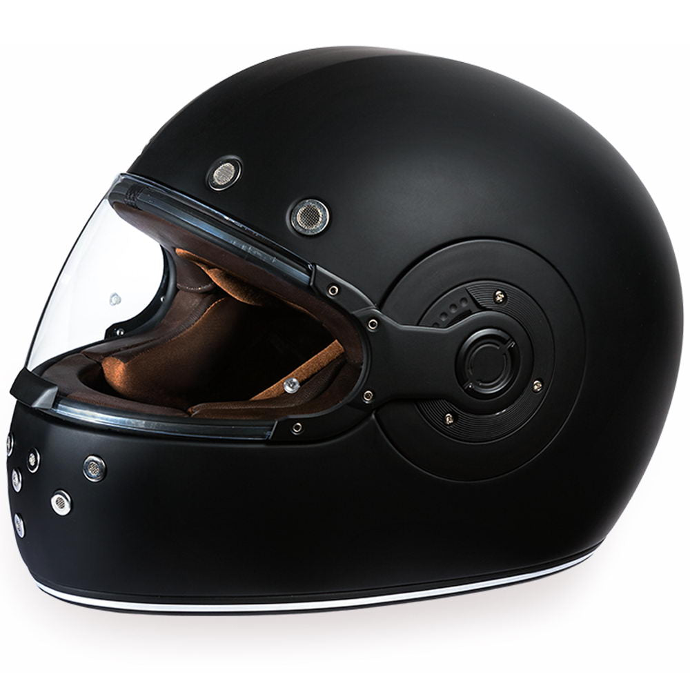 Daytona Helmets R1-O ‘Retro’ Dull Black with Orange Accents Full Face Helmet - HighwayLeather