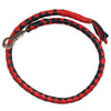Hot Leathers Get Back leather whip in red and black with braided handle, designed for durability and classic style.