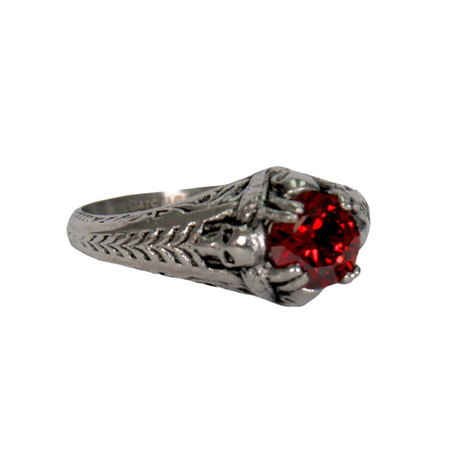 Hot Leathers women's red stone solitaire stainless steel ring, stylish jewelry accessory with a vibrant red gemstone.