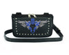 BLUE HL80156BLUE HipClip pouch tribal Heart Leather Bag Women Waist Bag Fanny Pack Motorcycle Biker Blue Embroidery - HighwayLeather