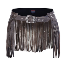 BROWN HL90260BROWN Women Leather Tassel Hip Belt for Vintage Western Design Waist Belt - HighwayLeather