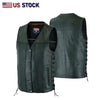 BLACK HL2611NKD Straight bottom Gun pocket leather vest - HighwayLeather