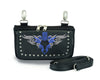 BLUE HL80156BLUE HipClip pouch tribal Heart Leather Bag Women Waist Bag Fanny Pack Motorcycle Biker Blue Embroidery - HighwayLeather
