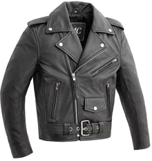 HL7001PLAIN Kids/Boys/Girls motorcycle leather jacket - The Classic Kids Leather Jacket - HighwayLeather
