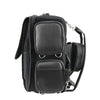 Milwaukee Leather PVC sissy bar bag with four outer pockets, 18x18.5x10.5 inches, designed for motorcycle storage.
