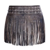 BROWN HL90260BROWN Women Leather Tassel Hip Belt for Vintage Western Design Waist Belt - HighwayLeather