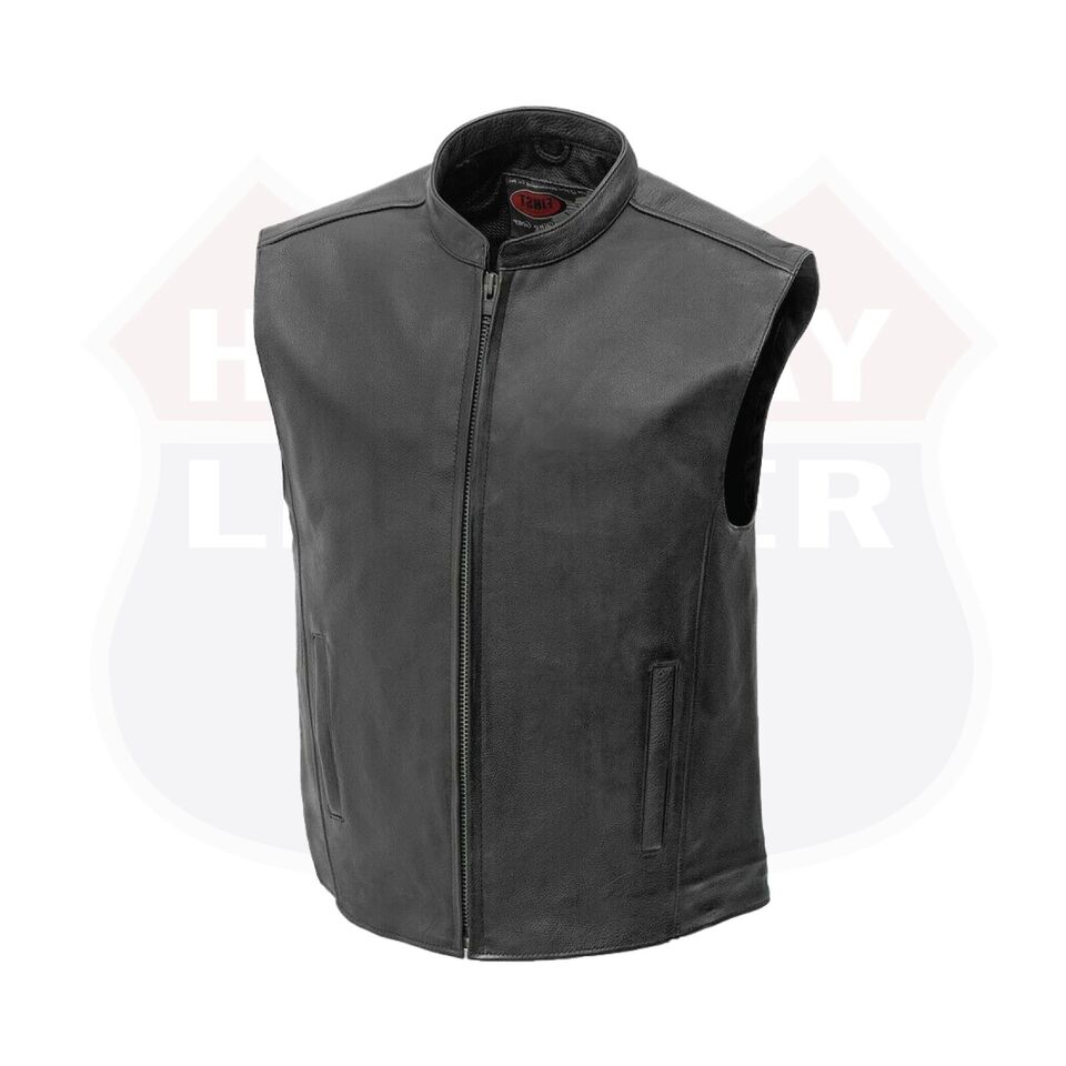 HL11656 Club Style Zippered Touring Vest With Collar - HighwayLeather
