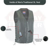 BLACK HL2611NKD Straight bottom Gun pocket leather vest - HighwayLeather
