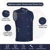 BLUE HL21689BLUE Biker Denim Club Style Anarchy Vest with Conceal Carry Gun pocket both sides - HighwayLeather