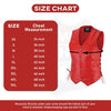 Buffalo Leather Gear women's red leather motorcycle vest with front zipper and collar, designed for women motorcycle club riders.