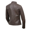 Women’s brown motorcycle leather jacket with front zipper and casual style, from Milwaukee Leather, shown in the product image.