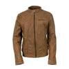 Milwaukee Leather women's cognac motorcycle jacket with zipper front, casual fashion leather design, stylish and fitted for women.