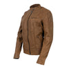 Milwaukee Leather women's cognac leather motorcycle jacket with zipper front, casual style, featuring a fitted design and front pockets.
