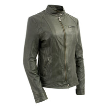 Milwaukee Leather Vintage SFL2811 Women's Olive Zipper Front Motorcycle Casual Fashion Leather Jacket